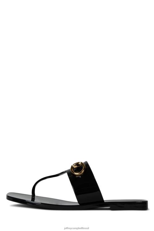 Jeffrey Campbell mulheres B0VBD136 preto brilhante sandálias um pouco