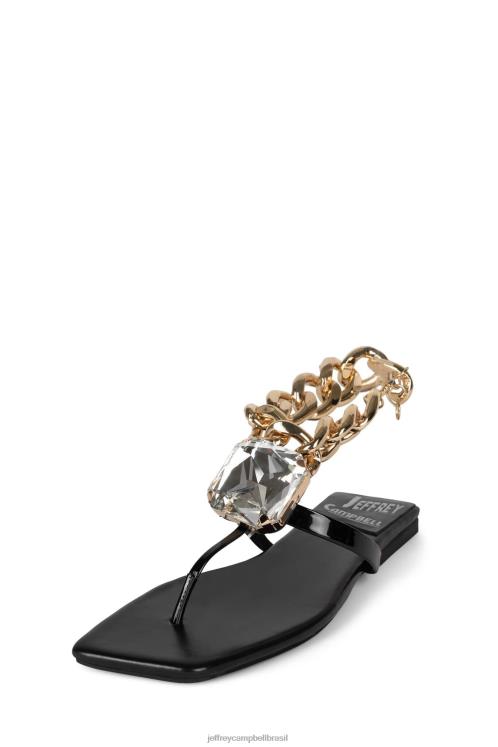 Jeffrey Campbell mulheres B0VBD1743 ouro preto patente sandálias toca-on-it