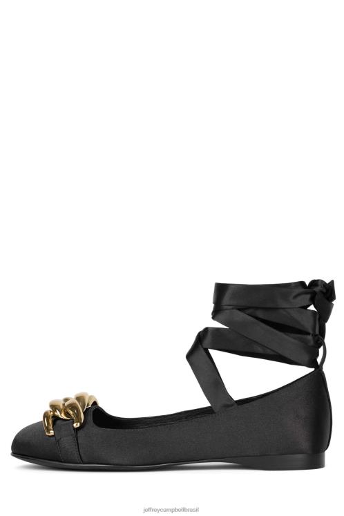 Jeffrey Campbell mulheres B0VBD189 ouro de cetim preto Sapatilhas de ballet onegin