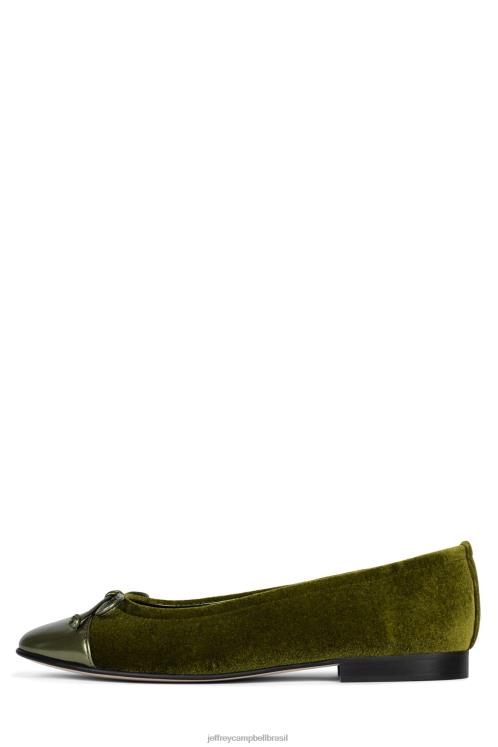 Jeffrey Campbell mulheres B0VBD193 combinação de veludo verde Sapatilhas de ballet arabesco