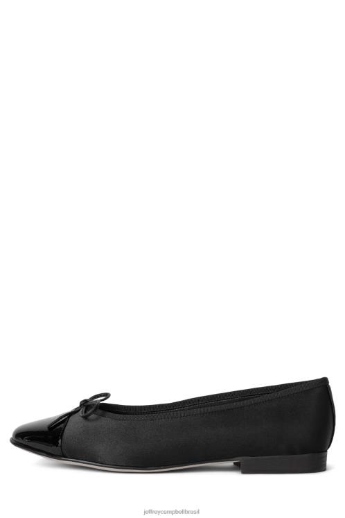 Jeffrey Campbell mulheres B0VBD196 cetim preto patente preto Sapatilhas de ballet arabesco