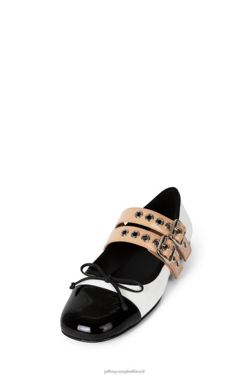 Jeffrey Campbell mulheres B0VBD201 patente nude preto branco Sapatilhas de ballet balé