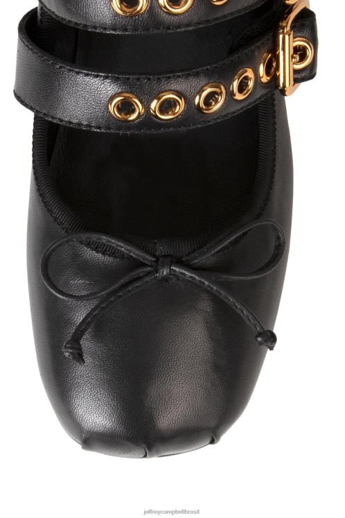 Jeffrey Campbell mulheres B0VBD204 ouro Preto Sapatilhas de ballet rina