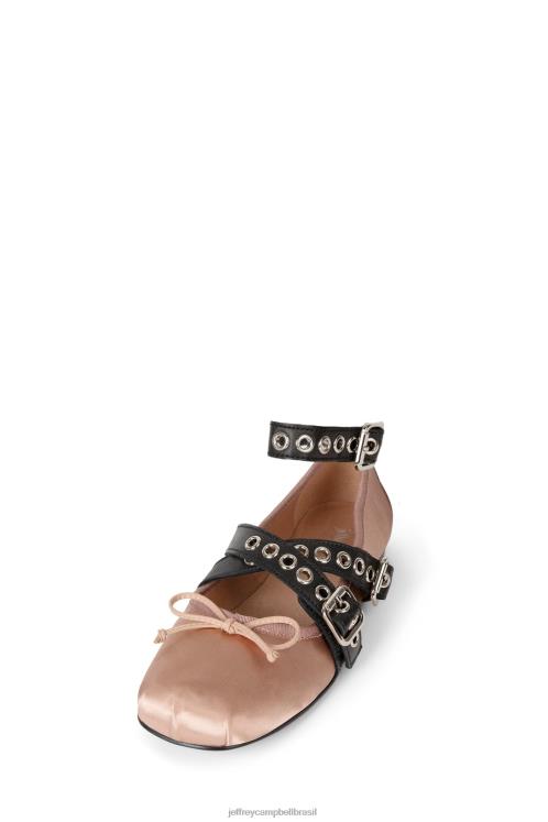 Jeffrey Campbell mulheres B0VBD210 cetim preto natural Sapatilhas de ballet coreografia