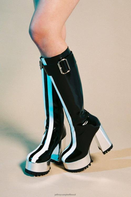 Jeffrey Campbell mulheres B0VBD672 prata branca preta botas joelho a coxa matrização