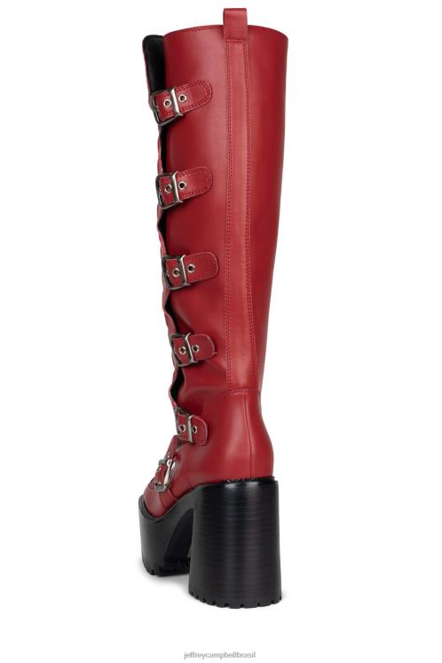 Jeffrey Campbell mulheres B0VBD684 vermelho botas joelho a coxa moto-xx
