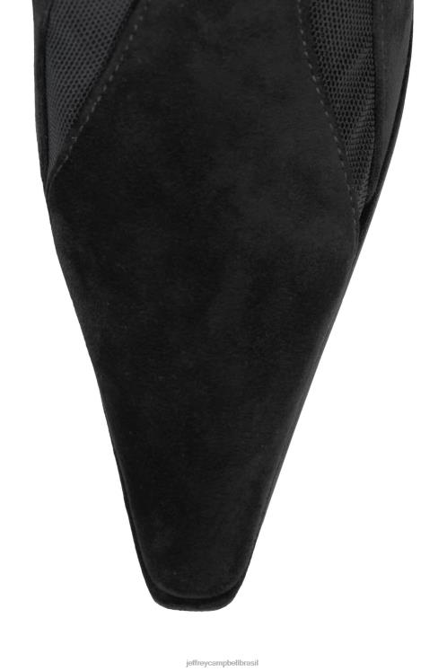 Jeffrey Campbell mulheres B0VBD702 combinação de camurça preta botas joelho a coxa listras-kh