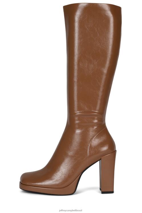 Jeffrey Campbell mulheres B0VBD739 patente de rugas bronzeado claro botas joelho a coxa mínima