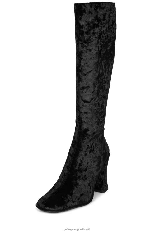 Jeffrey Campbell mulheres B0VBD768 veludo preto amassado botas joelho a coxa nascimento