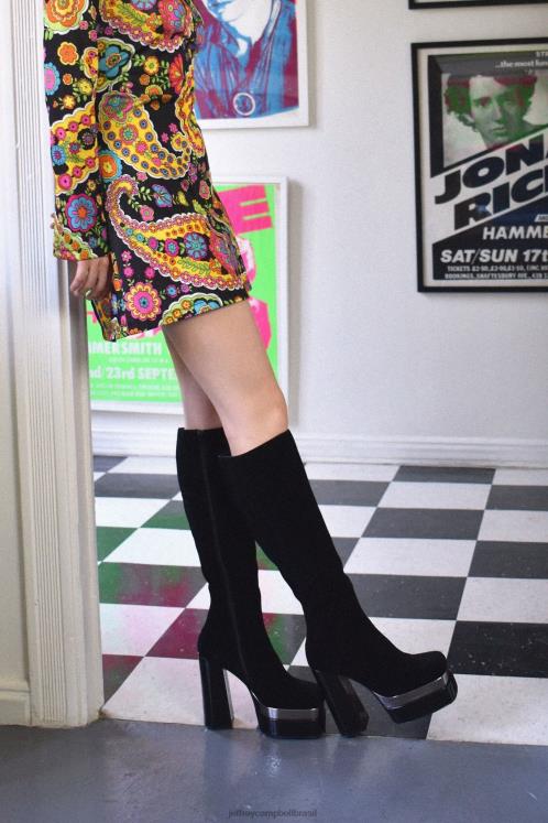 Jeffrey Campbell mulheres B0VBD775 camurça vermelha dourada botas joelho a coxa dancerama