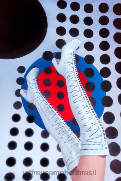 Jeffrey Campbell mulheres B0VBD779 prata enrugada branca patenteada botas joelho a coxa ciena-st