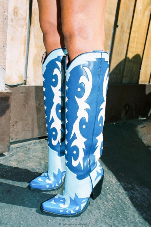 Jeffrey Campbell mulheres B0VBD788 combinação azul botas joelho a coxa Starwood-2