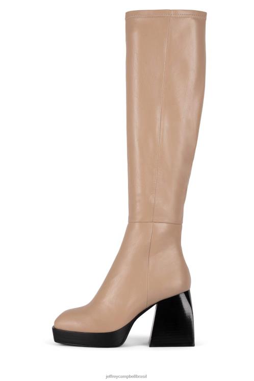 Jeffrey Campbell mulheres B0VBD808 bege botas joelho a coxa delfim