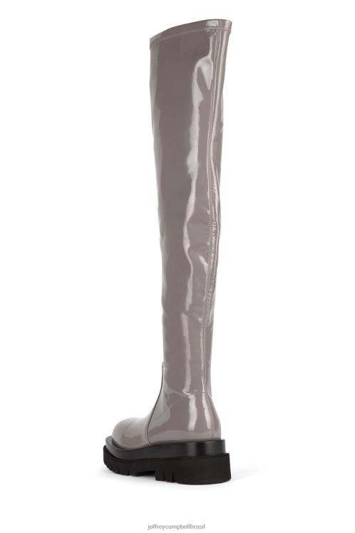 Jeffrey Campbell mulheres B0VBD810 patente cinza botas joelho a coxa tanque-ok