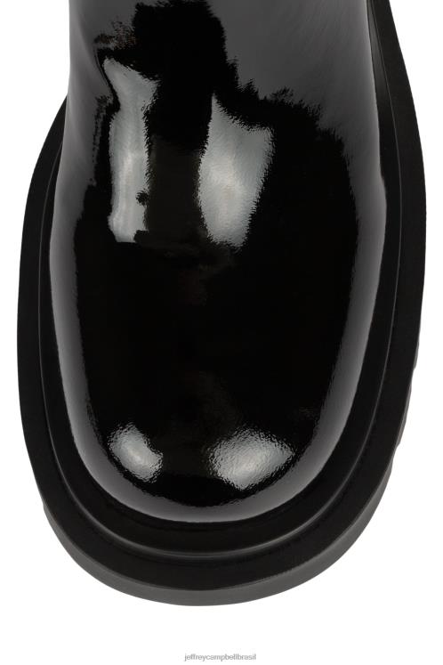 Jeffrey Campbell mulheres B0VBD821 patente de rugas pretas botas joelho a coxa montar