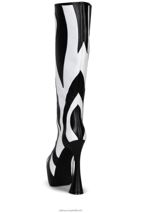 Jeffrey Campbell mulheres B0VBD851 zebra branca preta botas joelho a coxa indomável