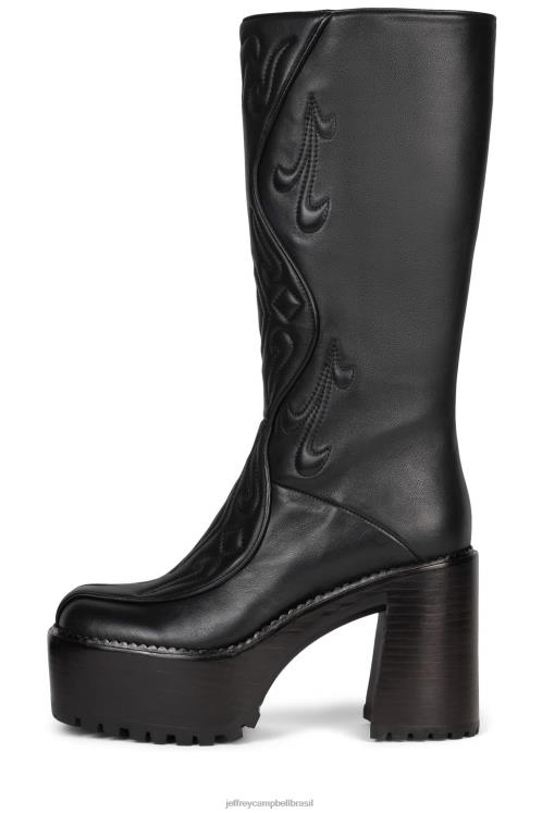 Jeffrey Campbell mulheres B0VBD859 pilha de esmalte marrom preto botas joelho a coxa deadwrng-h