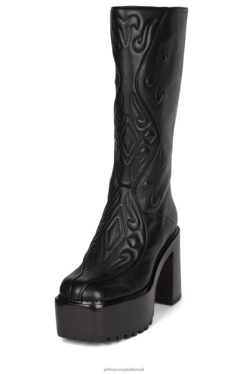 Jeffrey Campbell mulheres B0VBD859 pilha de esmalte marrom preto botas joelho a coxa deadwrng-h