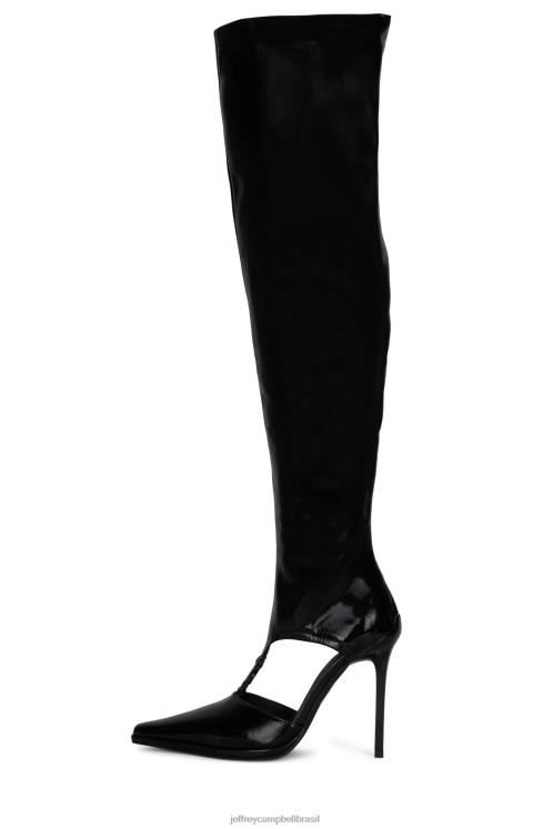 Jeffrey Campbell mulheres B0VBD862 patente de rugas pretas botas joelho a coxa redemoinho