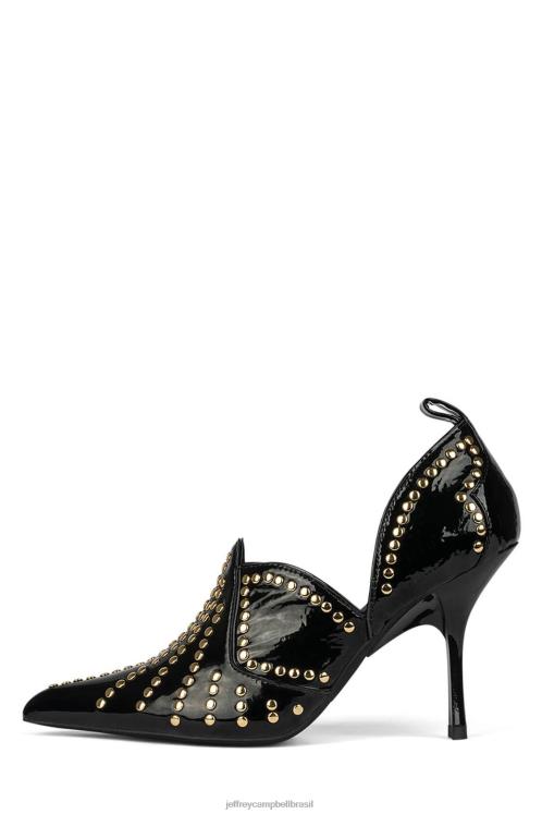 Jeffrey Campbell mulheres B0VBD904 ouro preto patente botas ocidentais lantejoulas