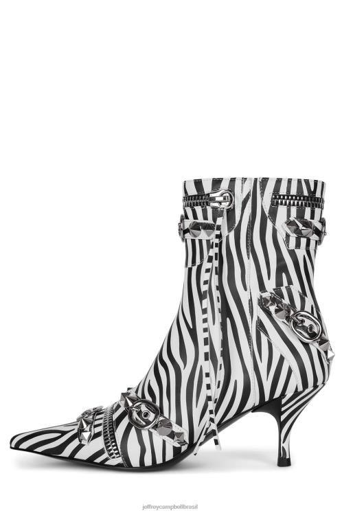 Jeffrey Campbell mulheres B0VBD304 zebra branca preta botas de tornozelo rock alternativo