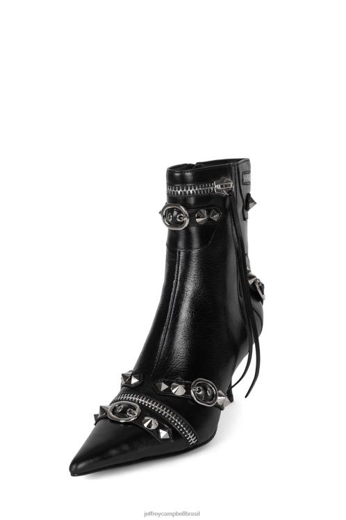 Jeffrey Campbell mulheres B0VBD306 prata negra botas de tornozelo rock alternativo