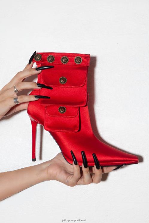Jeffrey Campbell mulheres B0VBD313 cetim vermelho botas de tornozelo escondido