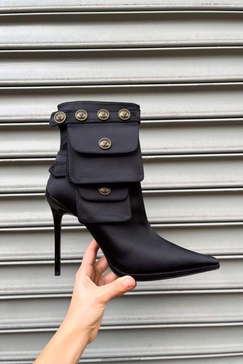 Jeffrey Campbell mulheres B0VBD314 cetim preto botas de tornozelo escondido