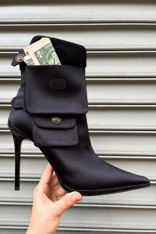 Jeffrey Campbell mulheres B0VBD314 cetim preto botas de tornozelo escondido