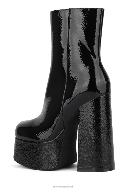 Jeffrey Campbell mulheres B0VBD361 patente de rugas pretas botas de tornozelo viúva-nb