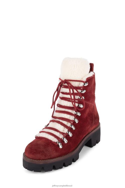 Jeffrey Campbell mulheres B0VBD366 camurça vermelha marfim botas de tornozelo bueiro