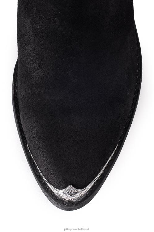 Jeffrey Campbell mulheres B0VBD374 camurça preta envelhecida botas de tornozelo cromwell