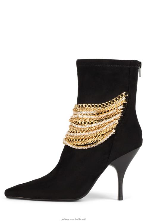 Jeffrey Campbell mulheres B0VBD385 camurça preta ouro botas de tornozelo chainge-md