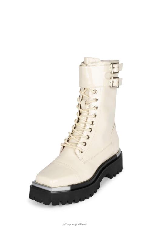 Jeffrey Campbell mulheres B0VBD386 patente enrugada de marfim botas de tornozelo devota