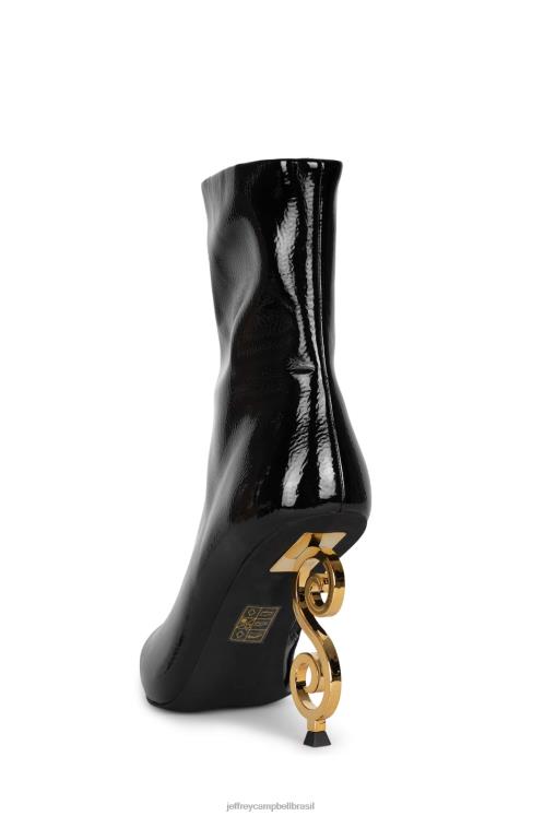Jeffrey Campbell mulheres B0VBD390 ouro enrugado preto patenteado botas de tornozelo musai