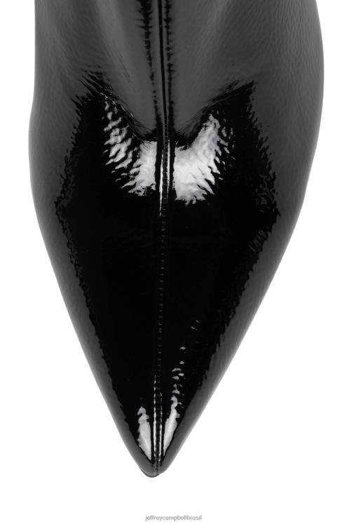 Jeffrey Campbell mulheres B0VBD390 ouro enrugado preto patenteado botas de tornozelo musai