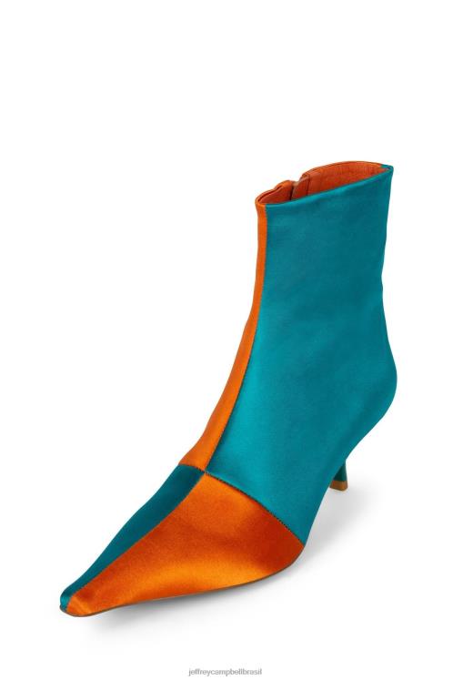 Jeffrey Campbell mulheres B0VBD393 cetim laranja cetim azul botas de tornozelo óptica