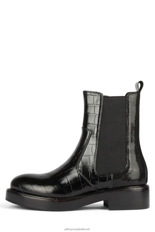Jeffrey Campbell mulheres B0VBD410 preto croco multi botas de tornozelo edmond-oi
