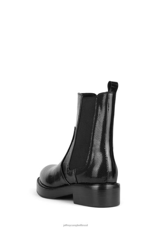 Jeffrey Campbell mulheres B0VBD410 preto croco multi botas de tornozelo edmond-oi