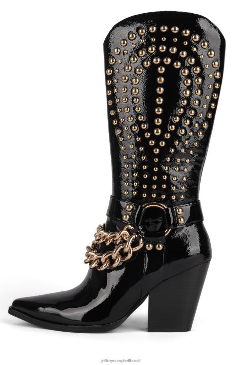 Jeffrey Campbell mulheres B0VBD427 ouro preto enrugado botas de tornozelo estefan