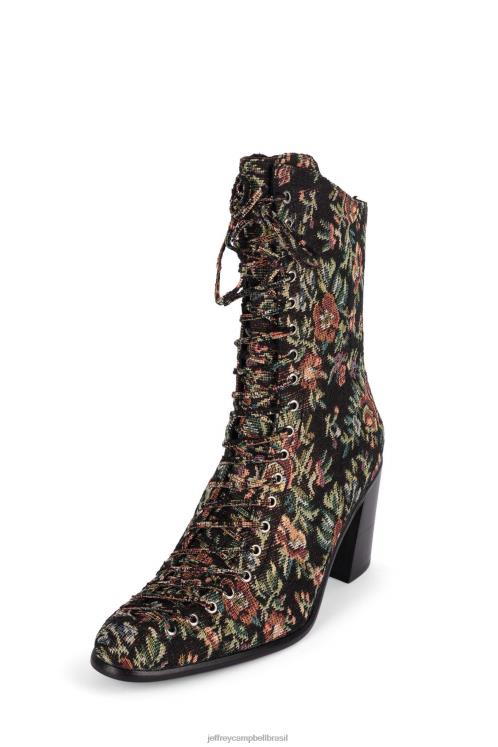 Jeffrey Campbell mulheres B0VBD430 tapeçaria floral preta botas de tornozelo archille