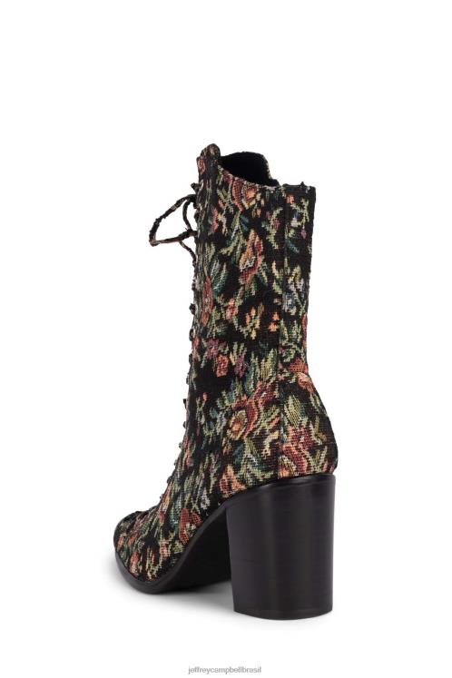 Jeffrey Campbell mulheres B0VBD430 tapeçaria floral preta botas de tornozelo archille