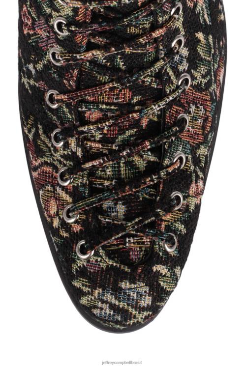 Jeffrey Campbell mulheres B0VBD430 tapeçaria floral preta botas de tornozelo archille