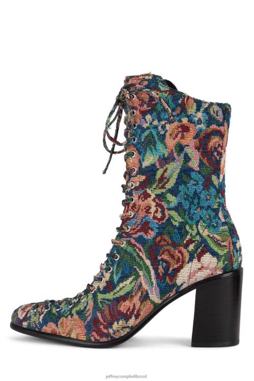 Jeffrey Campbell mulheres B0VBD431 tapeçaria floral azul-petróleo botas de tornozelo archille
