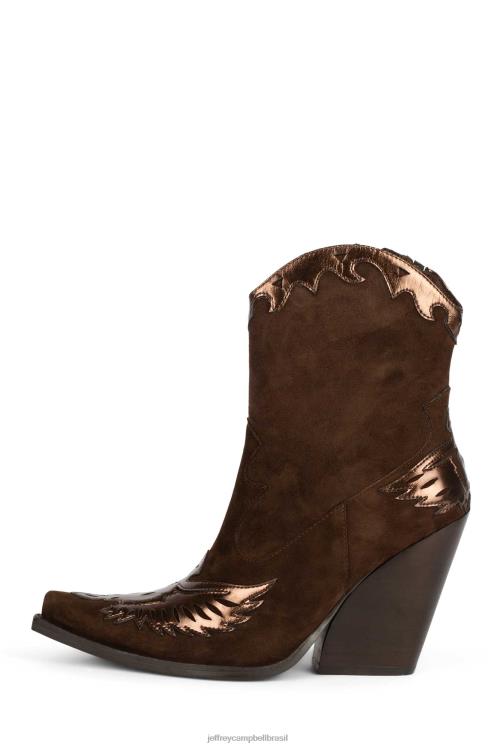 Jeffrey Campbell mulheres B0VBD432 camurça marrom marrom metálico botas de tornozelo Eagleton-b