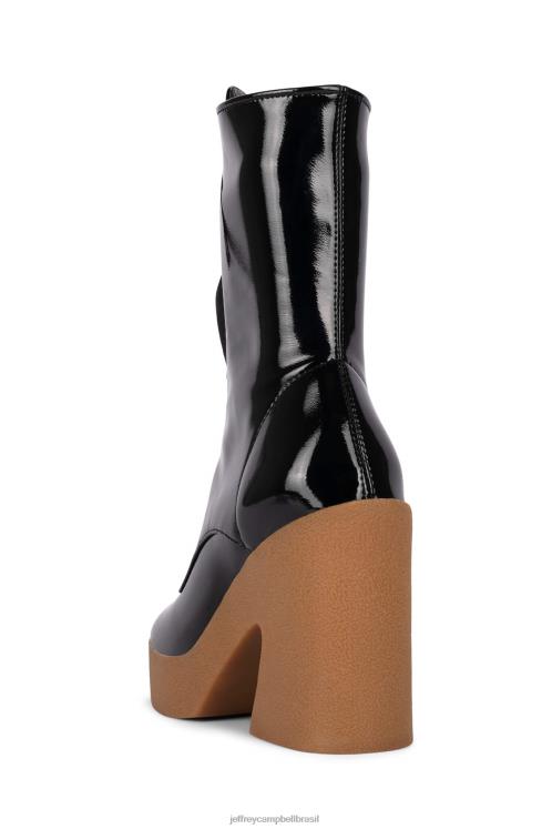 Jeffrey Campbell mulheres B0VBD465 patente de rugas pretas botas de tornozelo kartini-lu