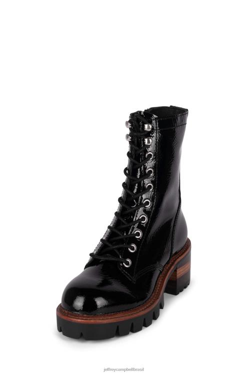 Jeffrey Campbell mulheres B0VBD467 patente de rugas pretas botas de tornozelo sycam-2