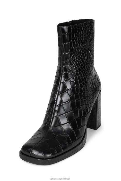 Jeffrey Campbell mulheres B0VBD518 croco preto botas de tornozelo mínimo