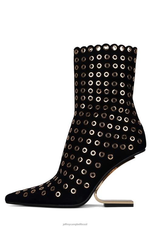 Jeffrey Campbell mulheres B0VBD553 camurça preta ouro botas de tornozelo bússola-e