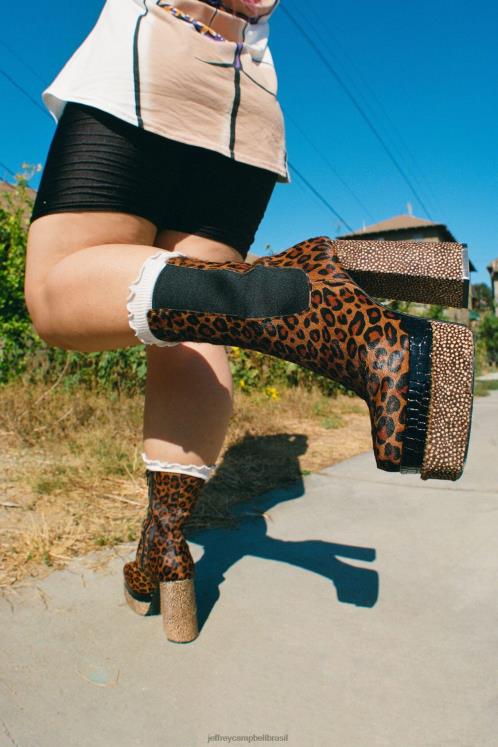 Jeffrey Campbell mulheres B0VBD559 tan cheetah multi botas de tornozelo dance-q-f